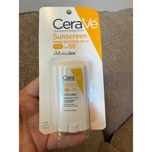 CeraVe Sunscreen Stick‎ Broad Spectrum SPF 50 Invisible Zinc Water Resistant .47